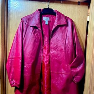 Beautiful Red leather coat worn once perfect